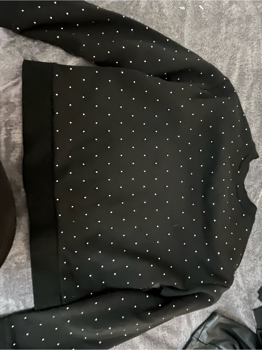 Black Long Sleeve Sweater with Stud Detail - Women's Jacket & Coat
